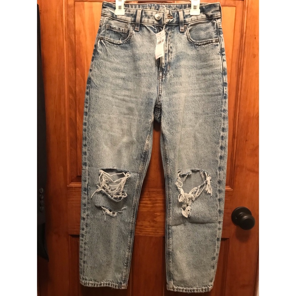 AE Distressed Mom Jeans